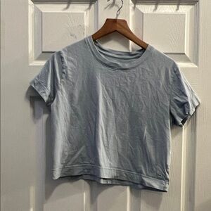 PINK Victoria's Secret Light Blue Cropped Short Sleeve Tee